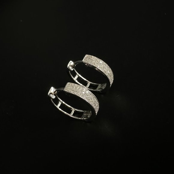 Diamond Hoop Earrings 14K White Gold